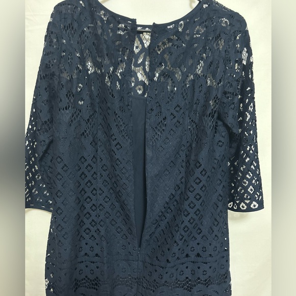 Loft Navy Shift Dress‎ with Lace Shell Size 4 - Picture 5 of 7
